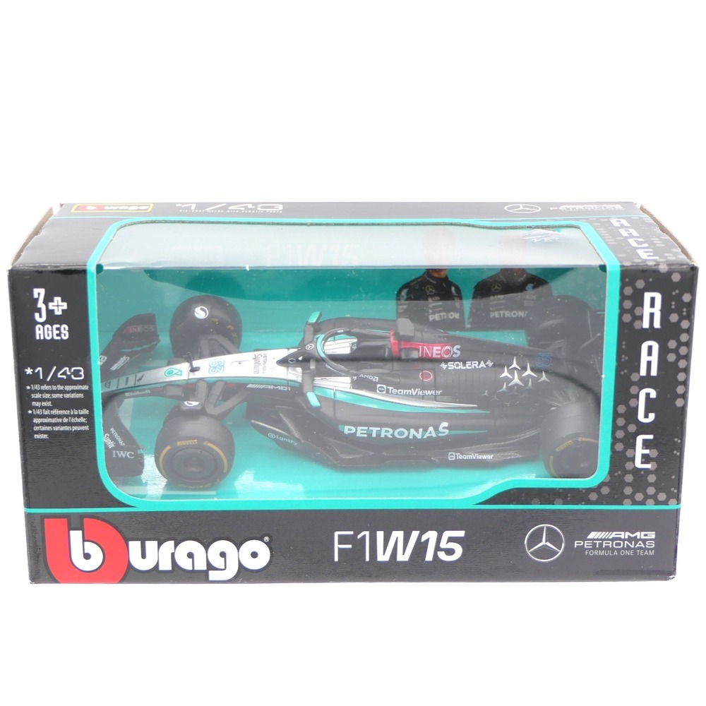Bburago Mercedes AMG Petronas F1 W15 1/43 Diecast Metal Race Car Collectible Box